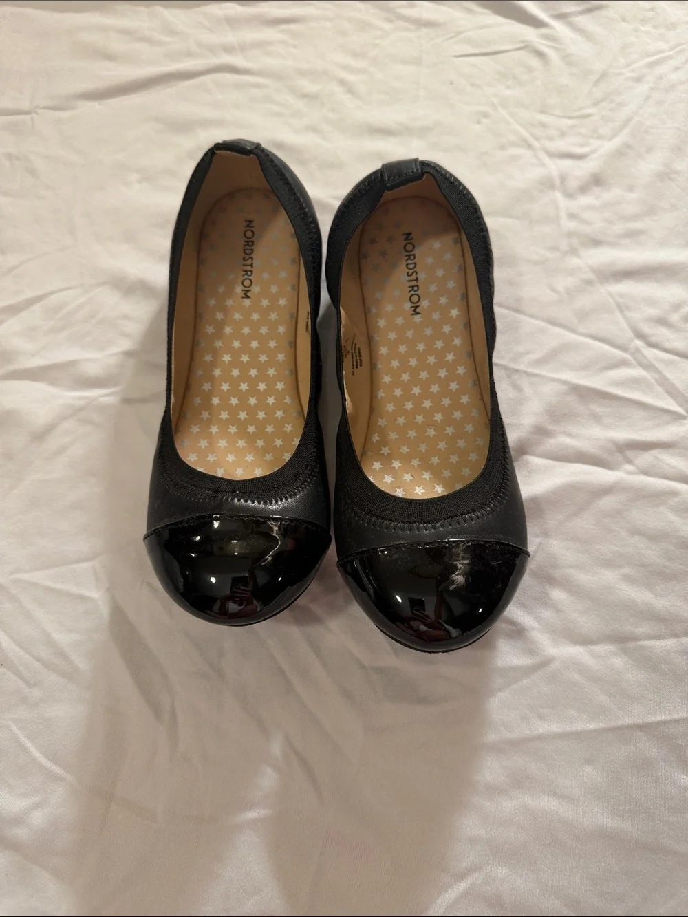 Nordstrom Black Cap-Toe Girls Dress Flats